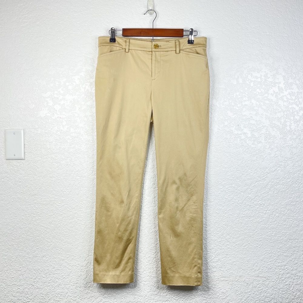 Ralph Lauren Petite Brown Tan Khaki Slash Pocket Straight Leg Cropped Trousers